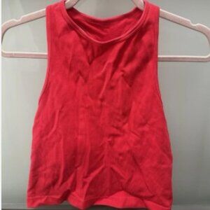 Free People Red Knit Racerback Cropped Tank Top Crew Neck Women's M/L